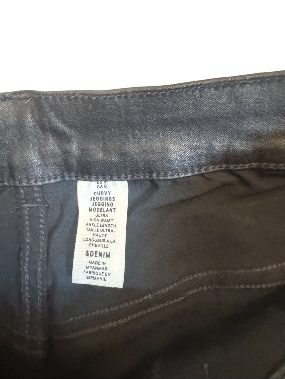 H&M Curvy Jeggings Size 8 Black Faux Leather High Rise Ankle - Picture 6 of 8